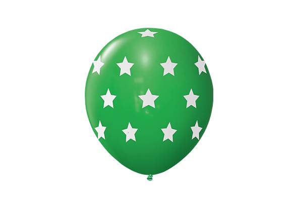 12 PULGADAS PERLADO VERDE ESTRELLAS BLANCAS