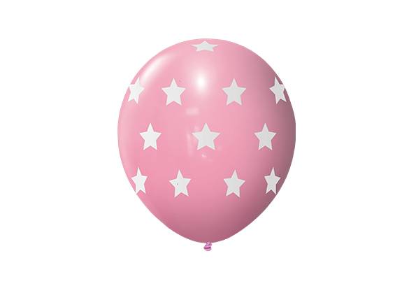 12 PULGADAS PERLADO ROSA ESTRELLAS BLANCAS