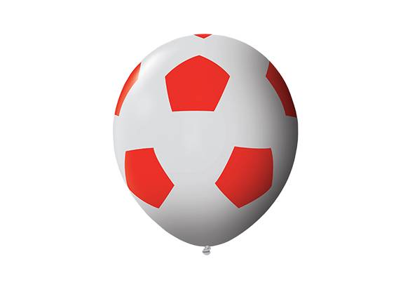 12 PULGADAS PERLADO BLANCO FUTBOL ROJO