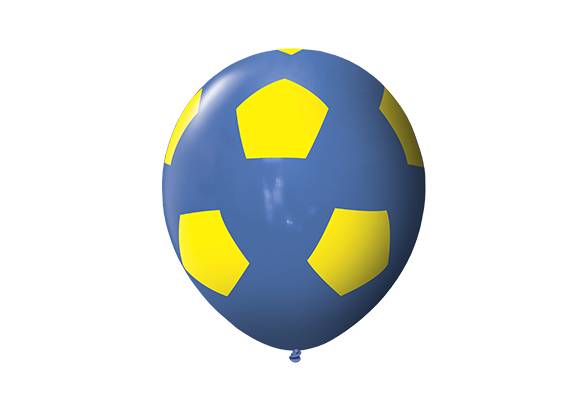 12 PULGADAS PERLADO AZUL FUTBOL AMARILLO