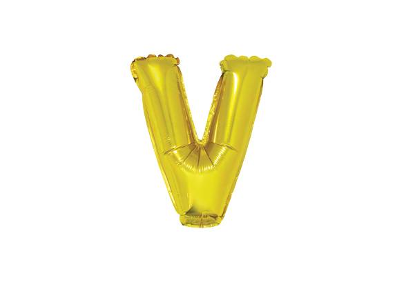 LETRA V DORADA DE 14 PULGADAS
