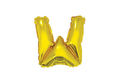 LETRA W DORADA DE 14 PULGADAS