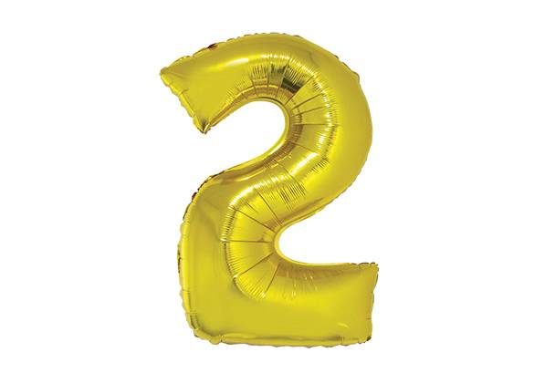 NUMERO 2 DORADO DE 34 PULGADAS