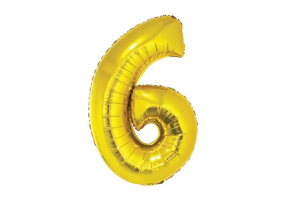 NUMERO 6 DORADO DE 34 PULGADAS