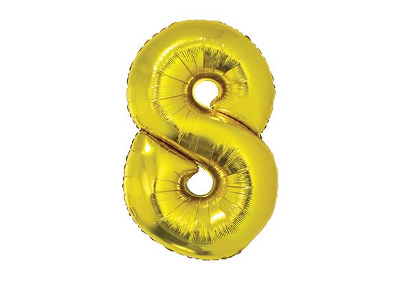 NUMERO 8 DORADO DE 34 PULGADAS