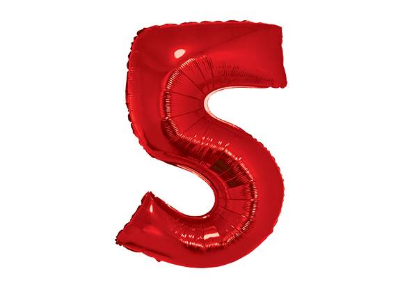 NUMERO 5 ROJO DE 34 PULGADAS