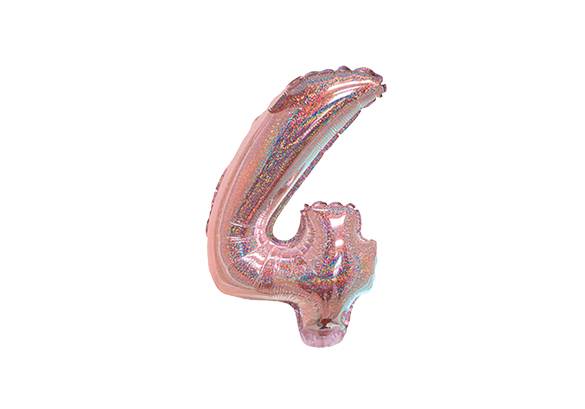 NUMERO 4 HOLOGRAFICO ROSA GOLD DE 14 PULGADAS