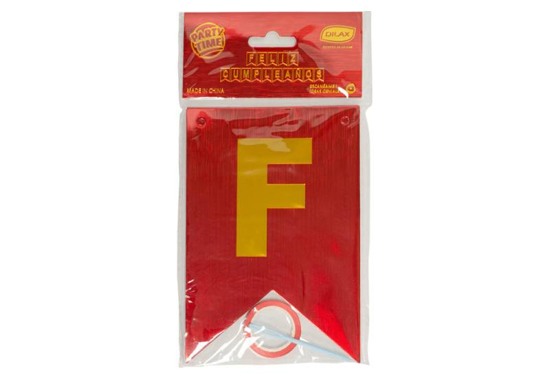 BANDERIN JASPEADO ROJO LETRA STAMPING DORADO - FELIZ CUMPLEAÑOS