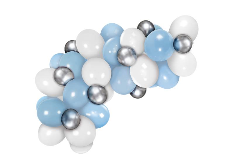 GUIRNALDA DE GLOBOS BABY SHOWER CELESTE + CROMO