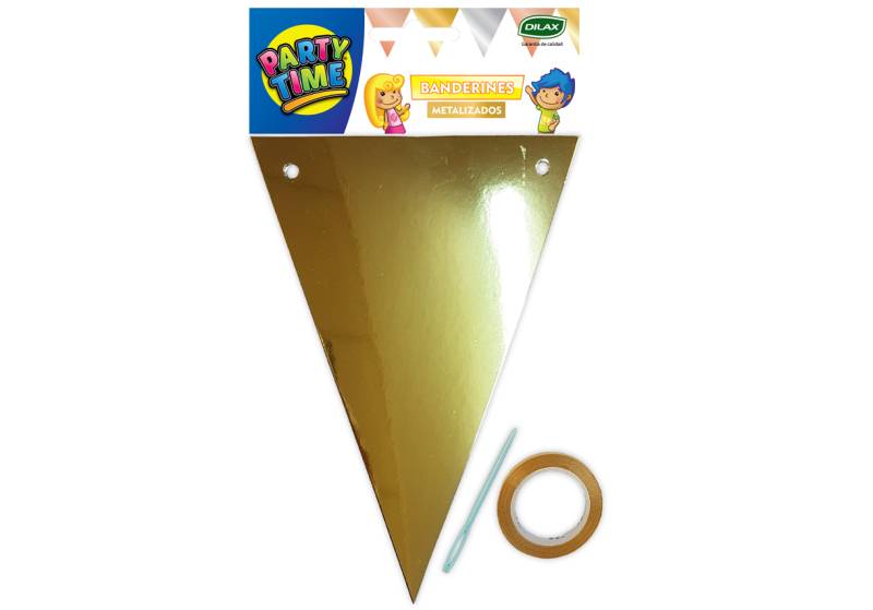 BANDERIN TRIANGULAR METALIZADO DORADO