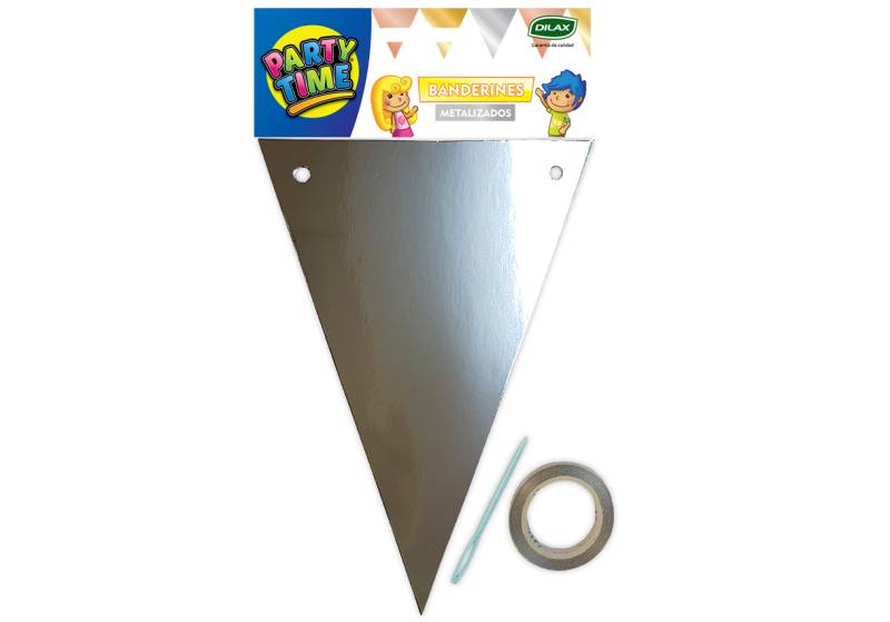 BANDERIN TRIANGULAR METALIZADO PLATA