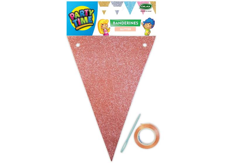 BANDERIN TRIANGULAR GLITTER ROSA GOLD