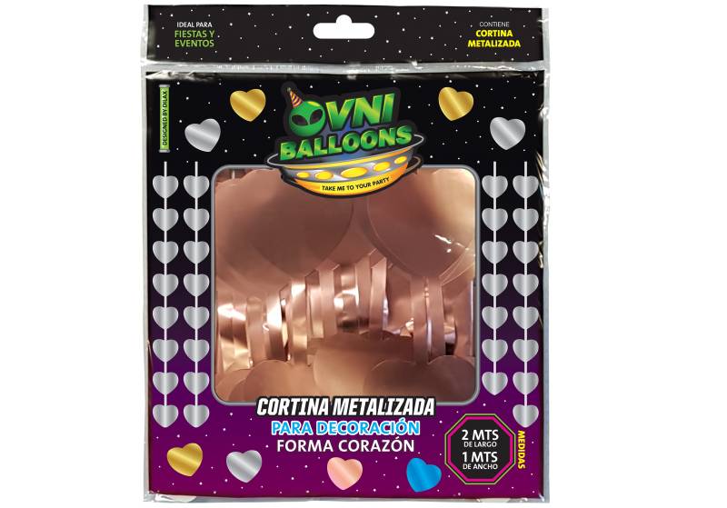 CORTINA FORMA CORAZON ROSA GOLD CROMO