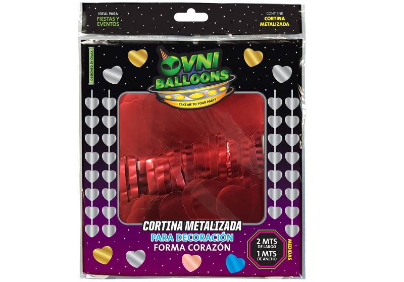 CORTINA FORMA CORAZON ROJO CROMO