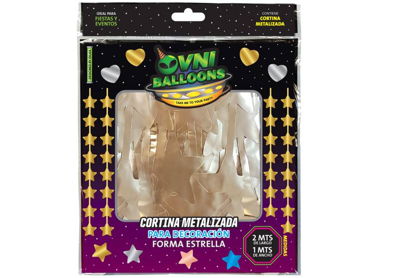 CORTINA FORMA ESTRELLA DORADO CROMO