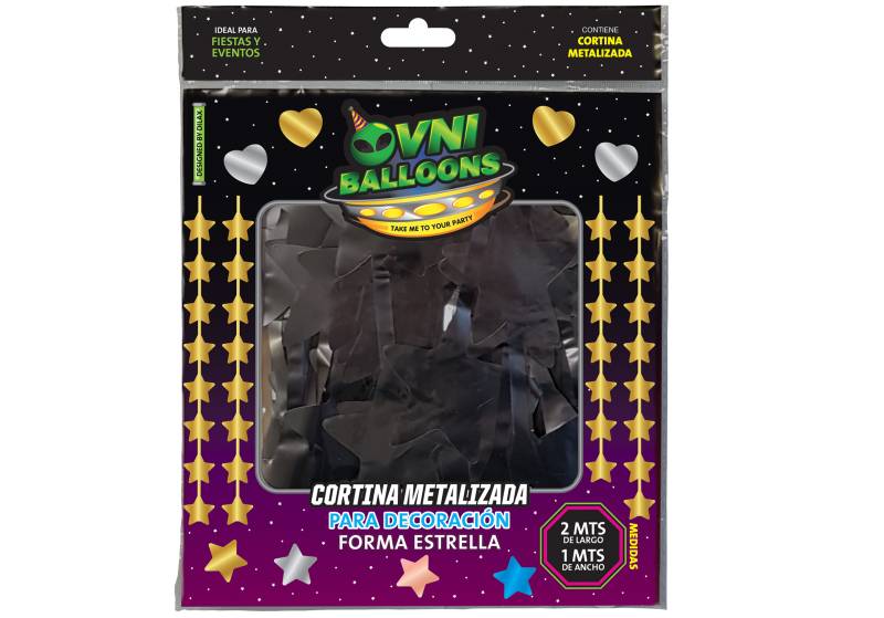 CORTINA FORMA ESTRELLA NEGRO CROMO