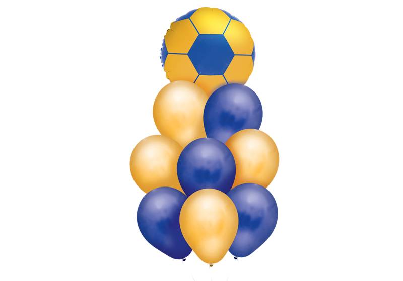 SET 9 GLOBOS PREMIUM FUTBOL AZUL Y AMARILLO