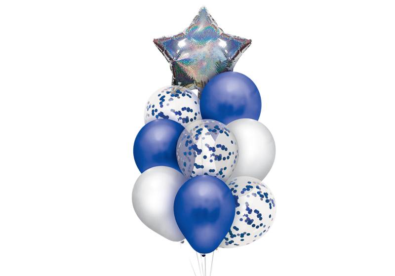 SET 9 GLOBOS PREMIUM HOLOGRAFICO ESTRELLA PLATA