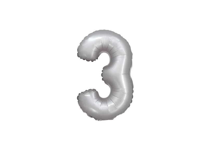 NUMERO 3 PLATA CROMO DE 14 PULGADAS