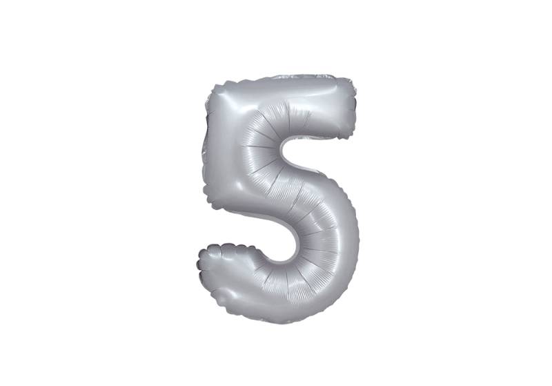 NUMERO 5 PLATA CROMO DE 14 PULGADAS