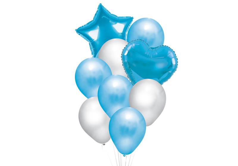 SET 9 GLOBOS PREMIUM BABY SHOWER CELESTE