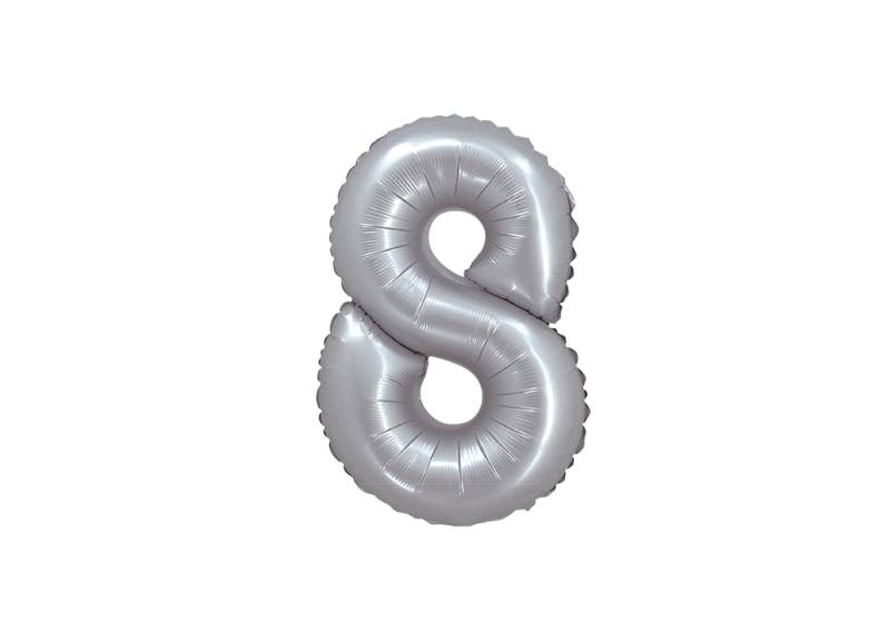 NUMERO 8 PLATA CROMO DE 14 PULGADAS