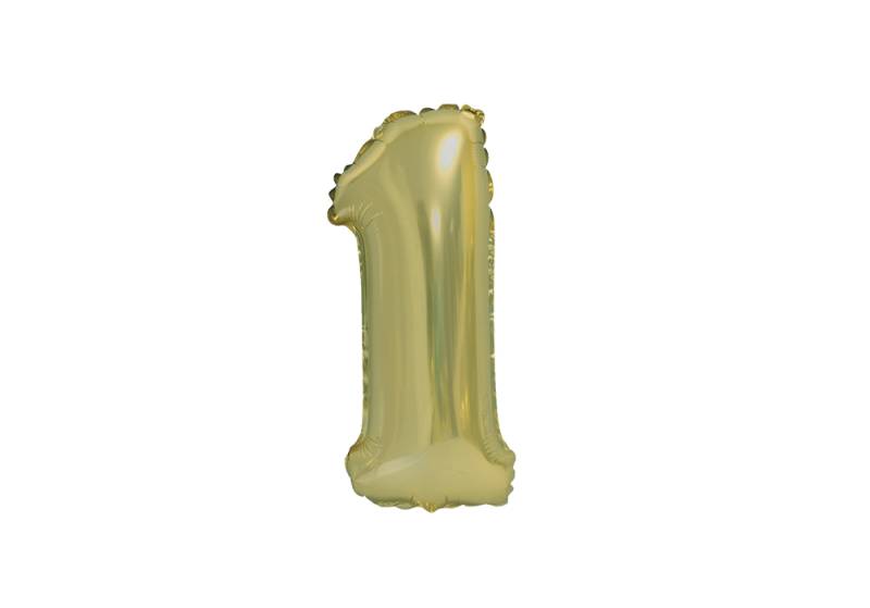 NUMERO 1 DORADO CROMO DE 14 PULGADAS