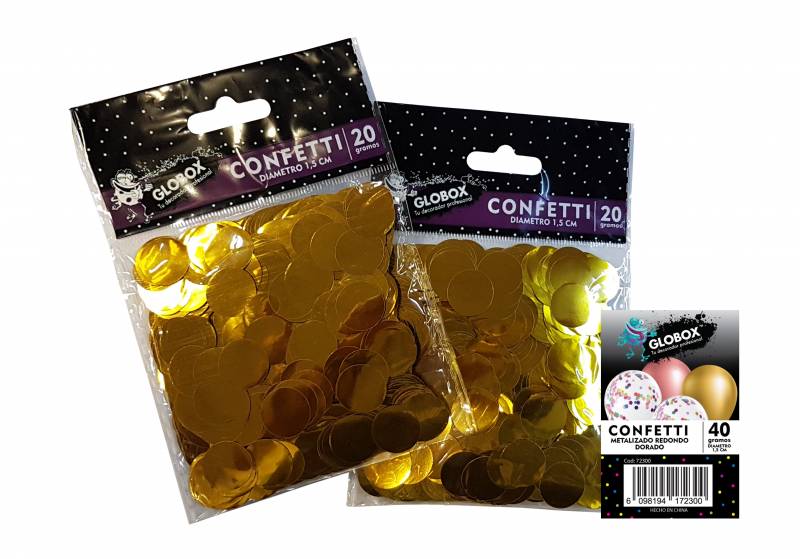 CONFETTI METALIZADO REDONDO DORADO