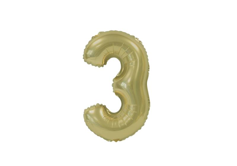 NUMERO 3 DORADO CROMO DE 14 PULGADAS