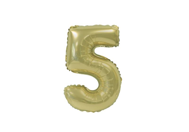 NUMERO 5 DORADO CROMO DE 14 PULGADAS