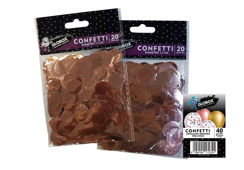 CONFETTI METALIZADO REDONDO ROSA GOLD