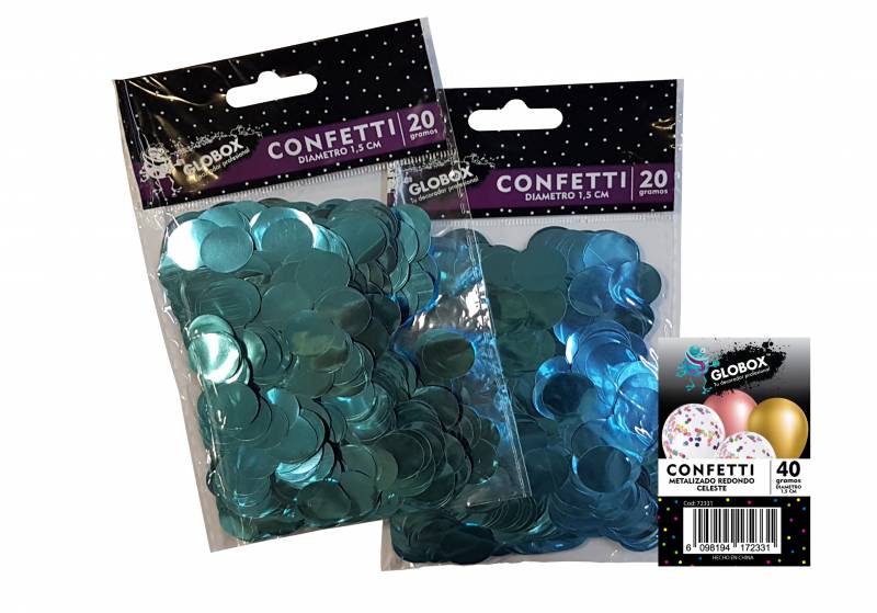 CONFETTI METALIZADO REDONDO CELESTE