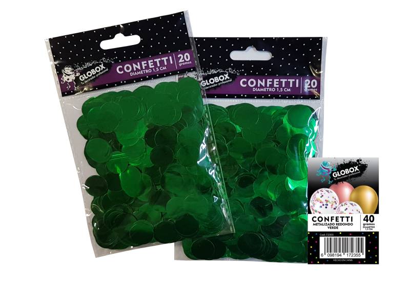 CONFETTI METALIZADO REDONDO VERDE