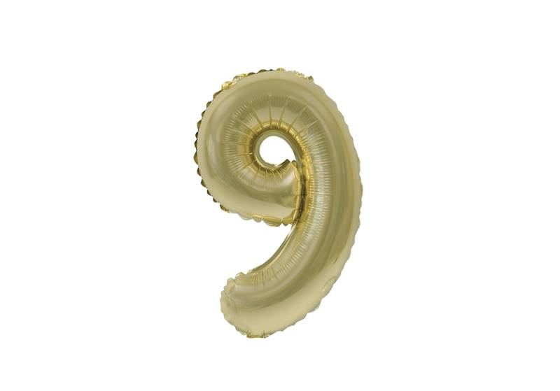 NUMERO 9 DORADO CROMO DE 14 PULGADAS
