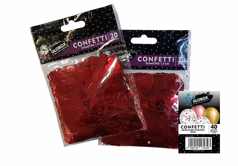 CONFETTI METALIZADO CORAZON ROJO