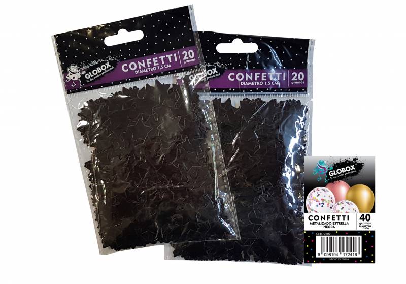 CONFETTI METALIZADO ESTRELLA NEGRO