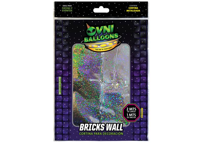 CORTINA BRICKS WALL PLATA LASER