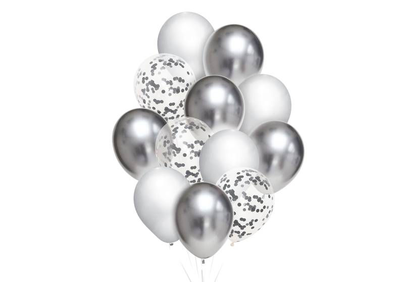 SET CHROME PLATA - GLOBOS BLANCOS