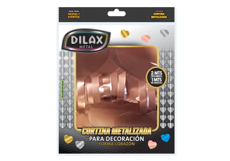 CORTINA METALICA CORAZON ROSA GOLD