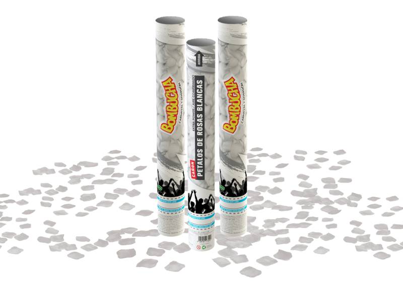 CAÑON LANZAPAPELITOS PETALOS DE ROSAS BLANCAS