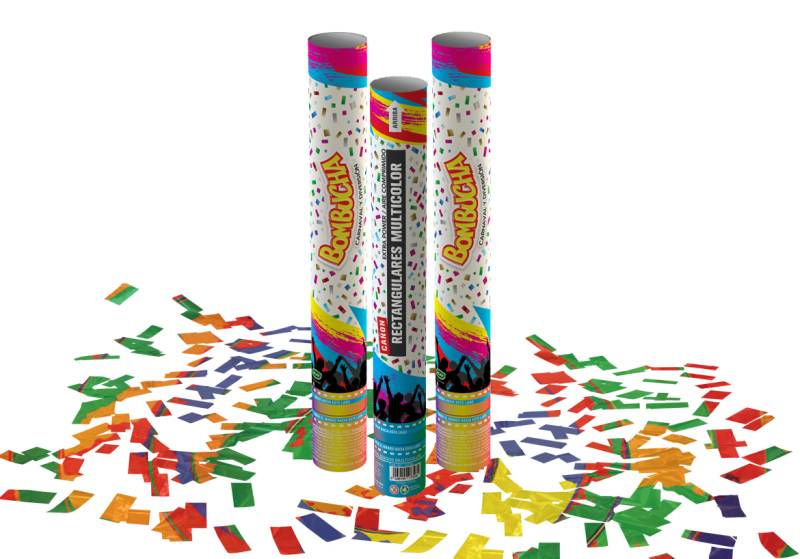 CAÑON LANZAPAPELITOS RECTANGULARES METALIZADOS MULTICOLOR