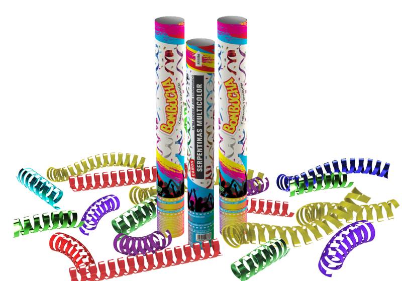 CAÑON LANZA SERPENTINAS METALIZADAS MULTICOLOR