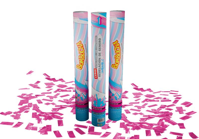CAÑON LANZA CONFETTI REVELACION DE GENERO (ROSA)