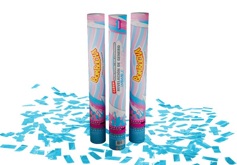 CAÑON LANZA CONFETTI REVELACION DE GENERO (CELESTE)