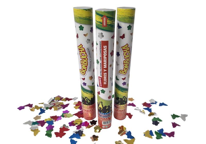 CAÑON LANZA CONFETTI FLORES Y MARIPOSAS