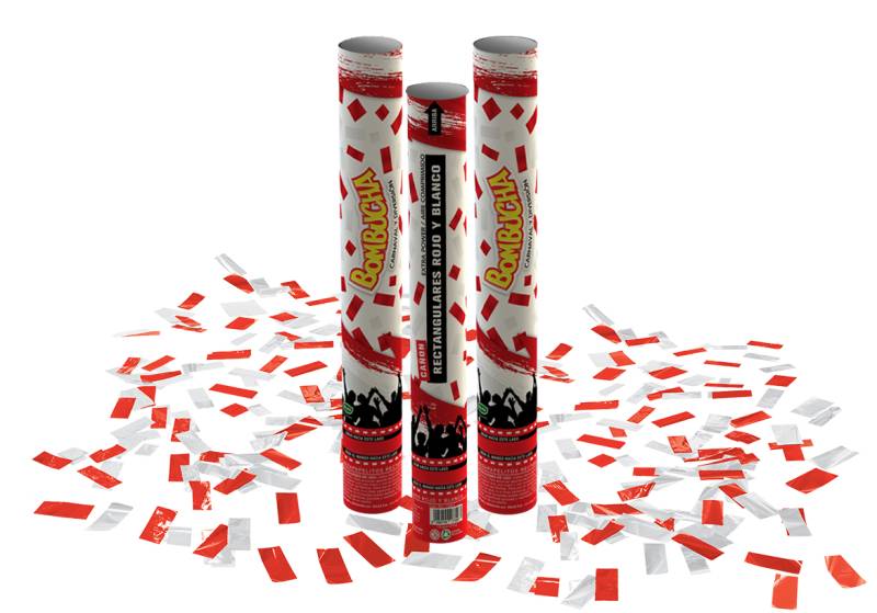 CAÑON LANZAPAPELITOS RENTANGULARES ROJO Y BLANCO