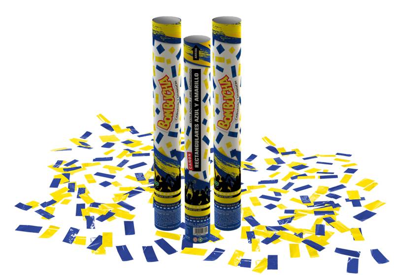 CAÑON LANZAPAPELITOS RENTANGULARES AZUL Y AMARILLO