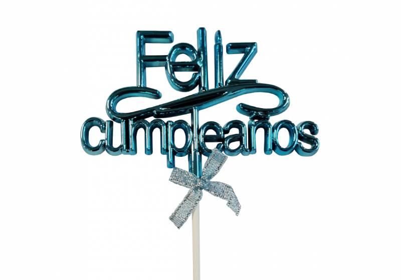 TOPPER PARA TORTA FELIZ CUMPLEAÑOS AZUL